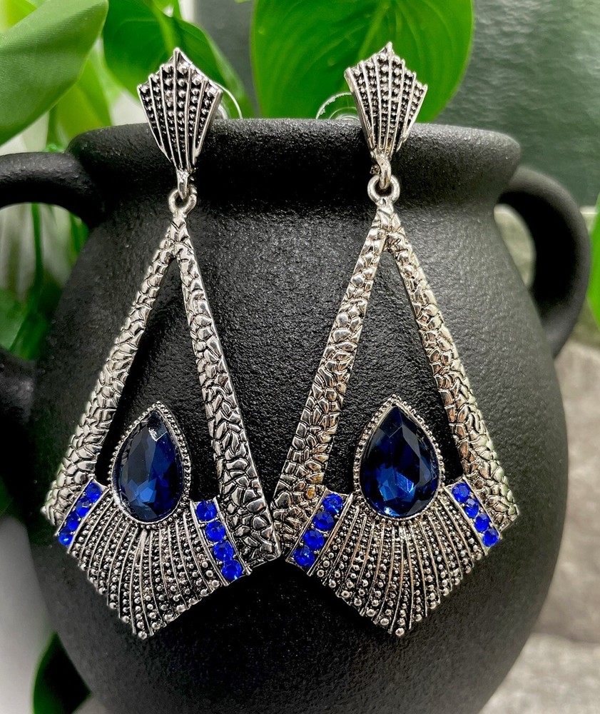 3” Silver-tone Earring Set Boho Bead Retro Drop Dangle New Free Ship B1406