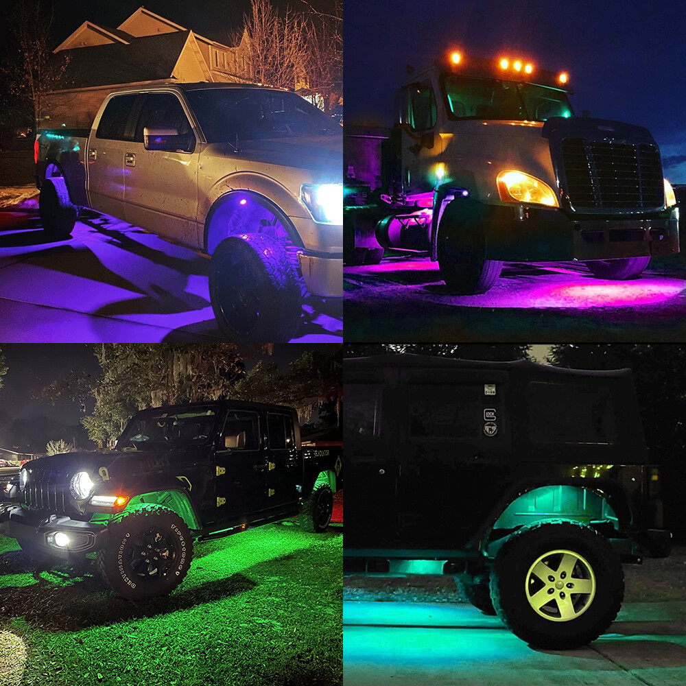 20 Pods RGB LED Rock Lights Kit Offroad Truck Underbody Neon Music Bluetooth APP