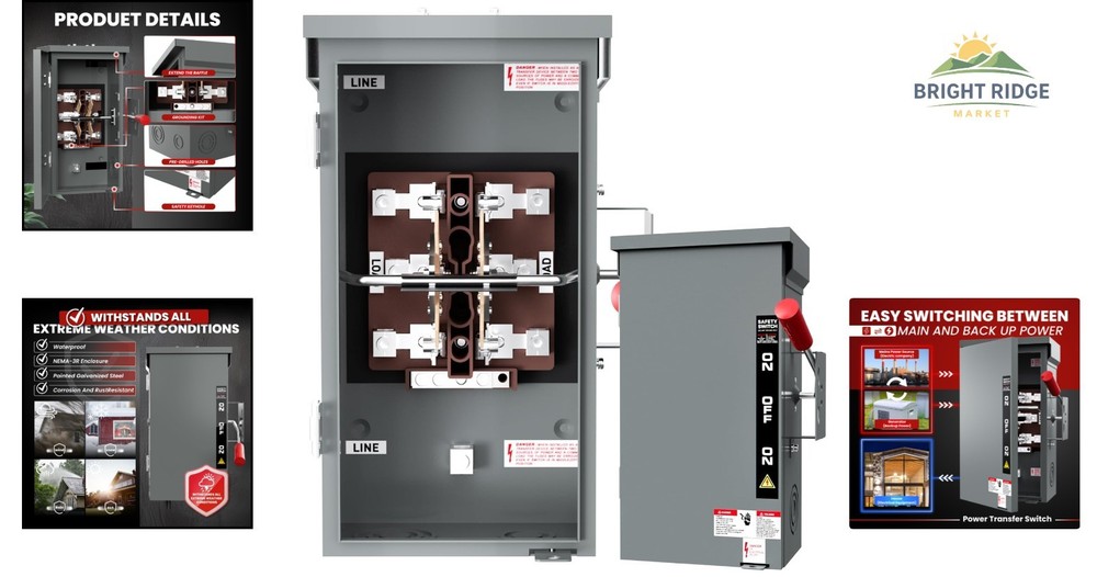 200A Generator Transfer Switch for Home, Manual Double-Throw Disconnect Switch