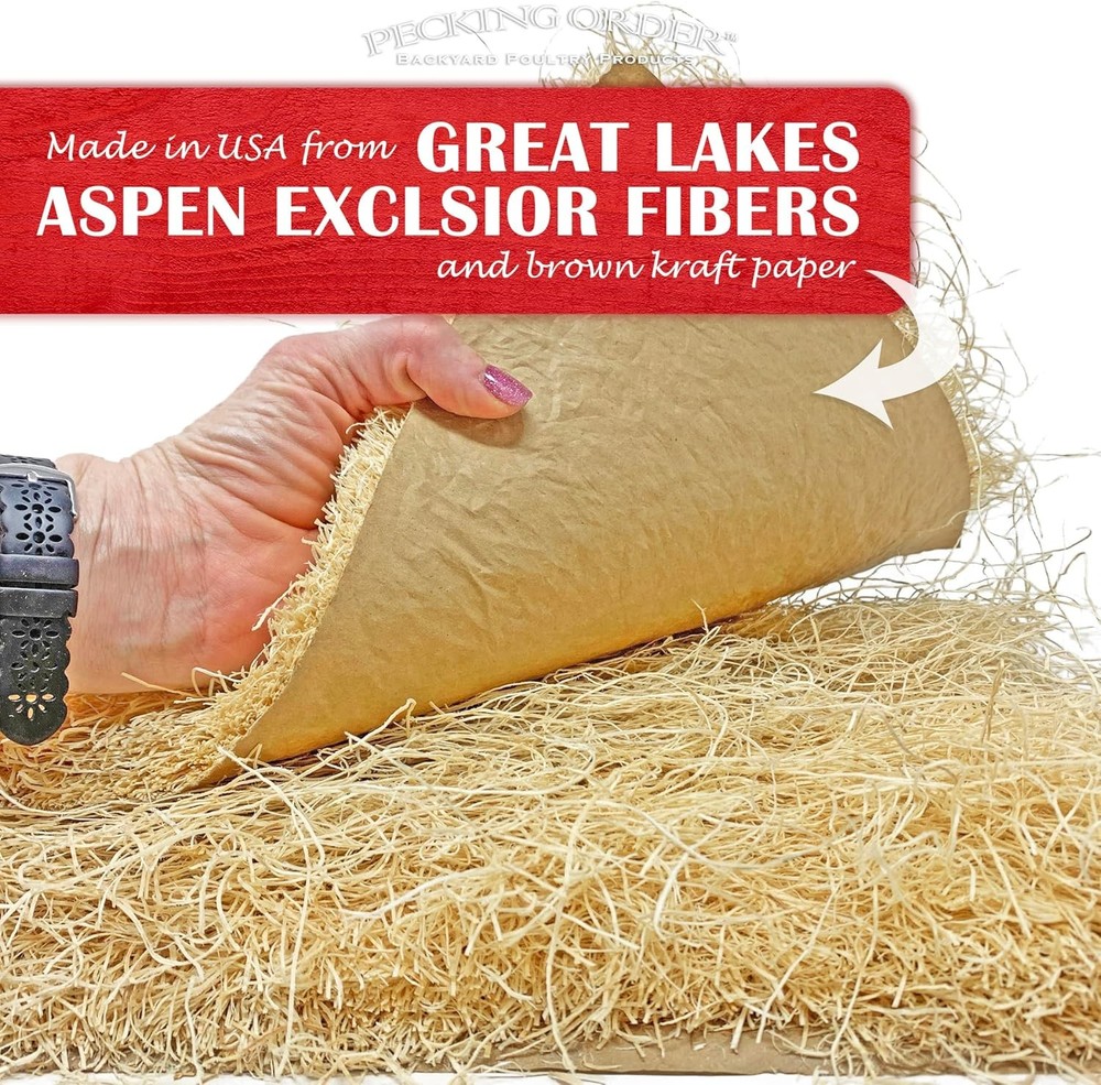 Chicken Nesting Box Pads 13x13, Aspen Excelsior, 5 Pack