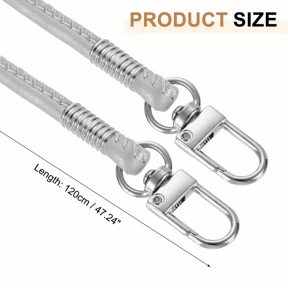 Crossbody Replacement Chain Strap, 120cm Thin Soft PU Strap (Silver)