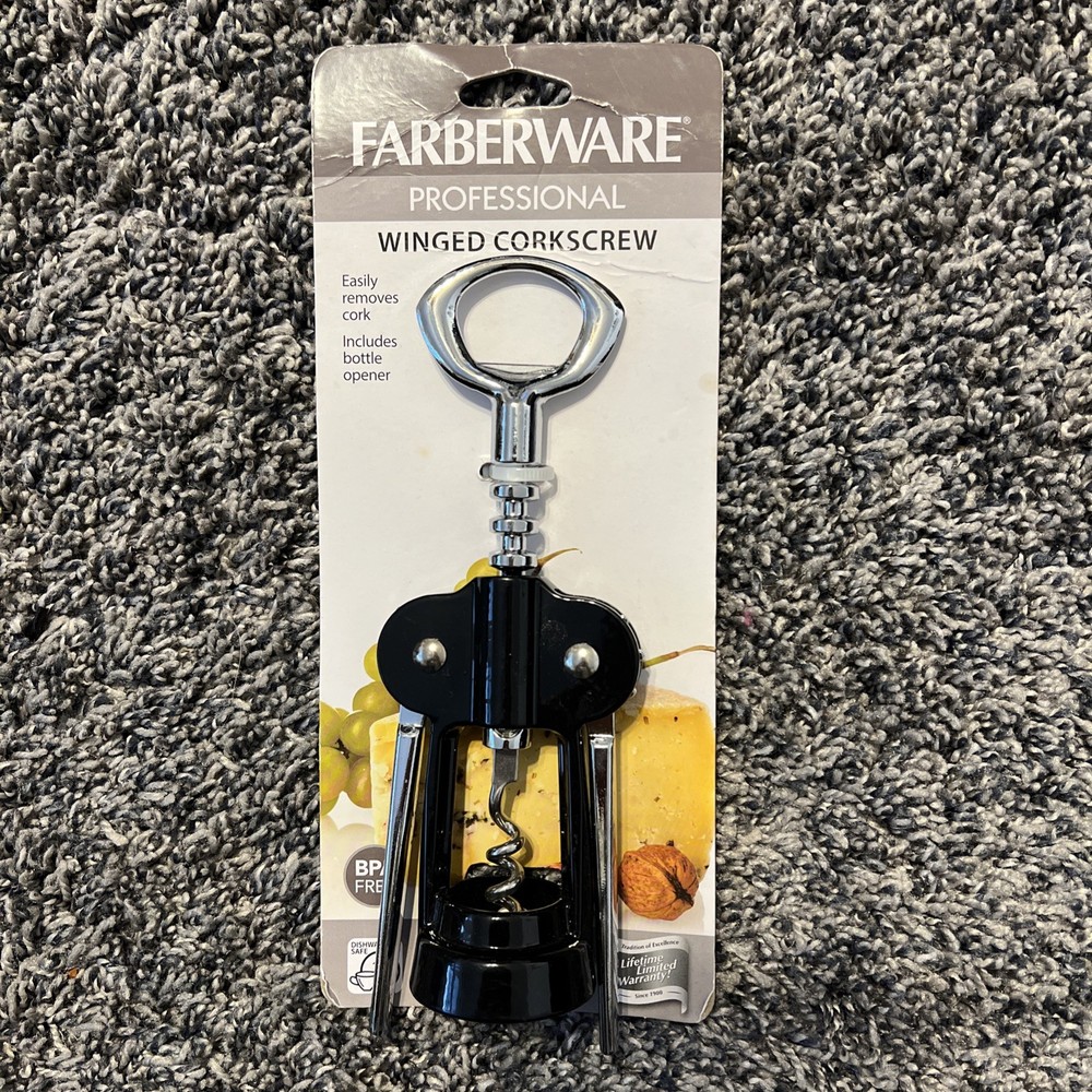 Farberware Black Stainless Steel Wing Corkscrew NEW