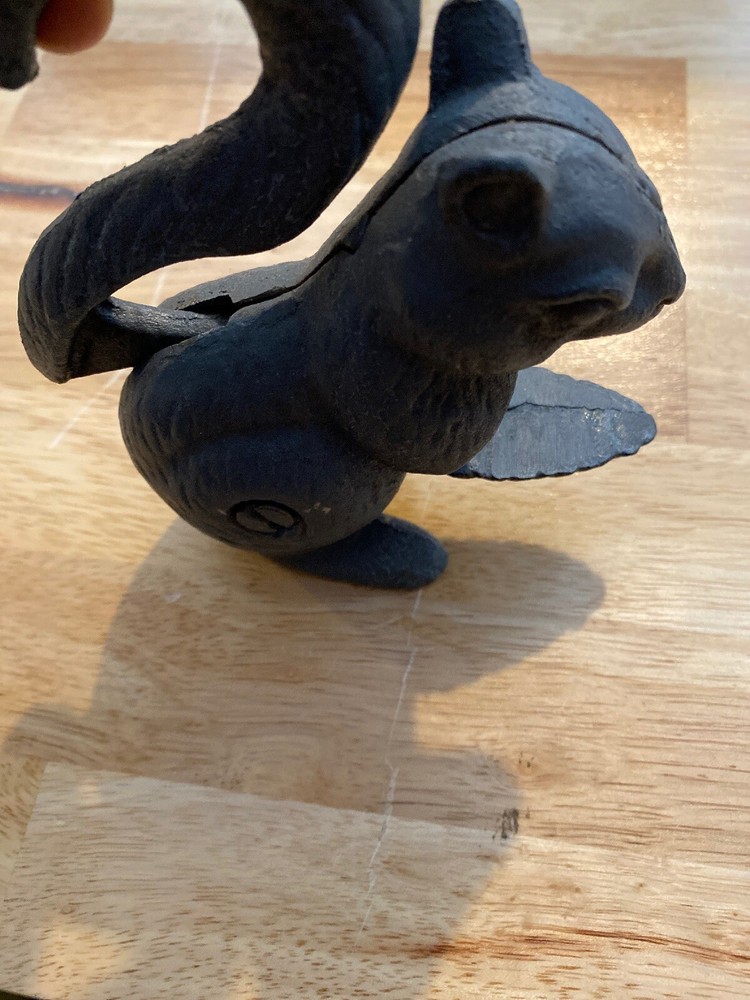 Squirrel Nutcracker Nut Cracker Cast Iron Metal Hefty Patina Collector Holidays