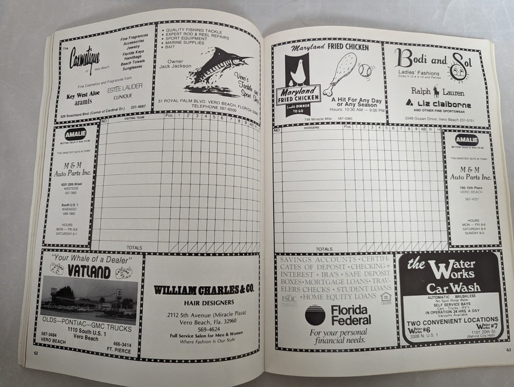 Los Angeles Dodgers 1984 Spring Training Program