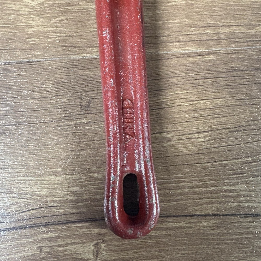Toolsmith 14” Pipe Wrench, Cast Iron, Heavy-Duty, Red