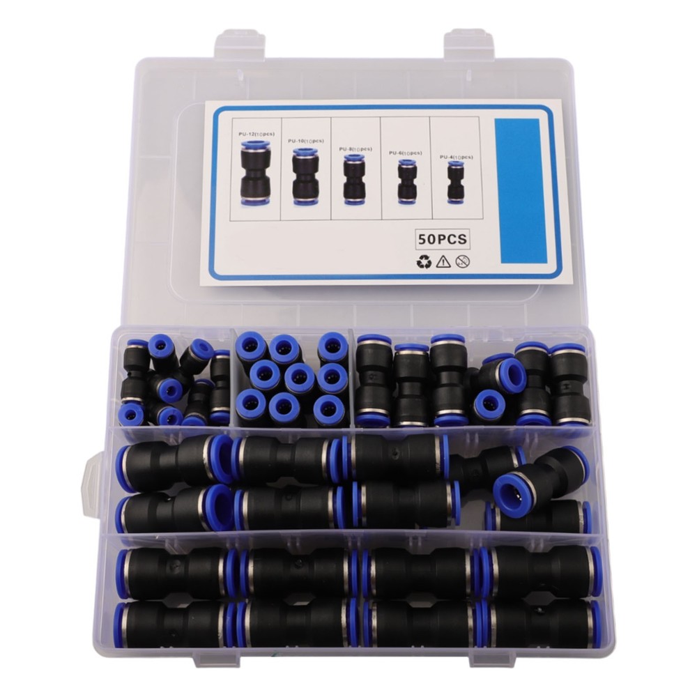 50pcs Straight Push Connectors Compatible with Multiple Pneumatic Systems