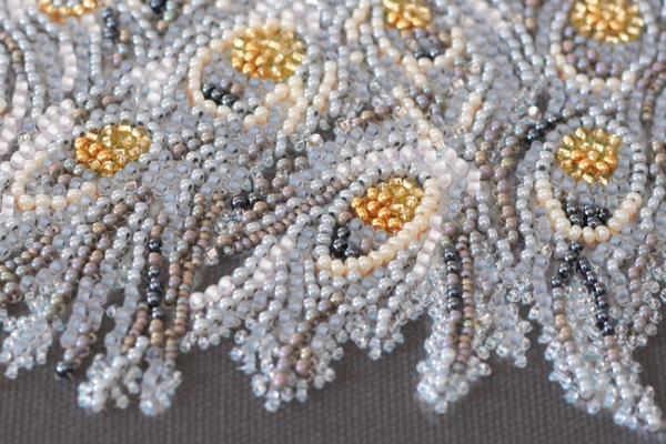 Bead embroidery kit Gold in silver needlework kit Art canvas beadwork pattern