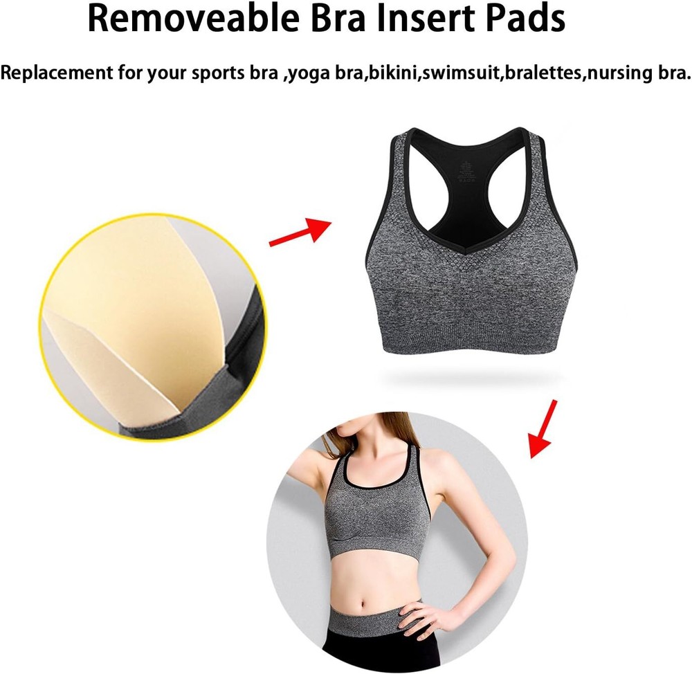 3 Pairs Removable Triangle Bra Pads Inserts for a B C Cups - Beige