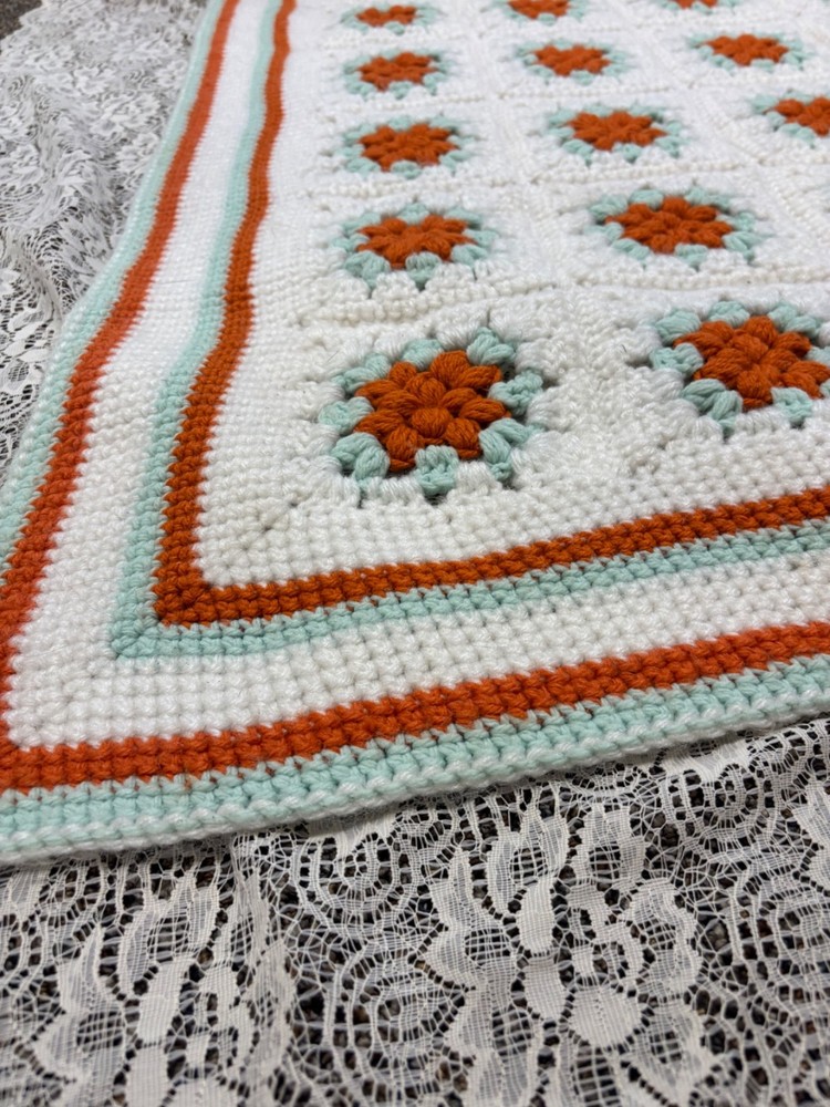 Handmade Granny square afghan crocheted blanket