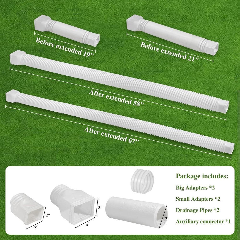 Gutterlix Flexible Gutter Downspout Extensions, Connectable 2 Pack White