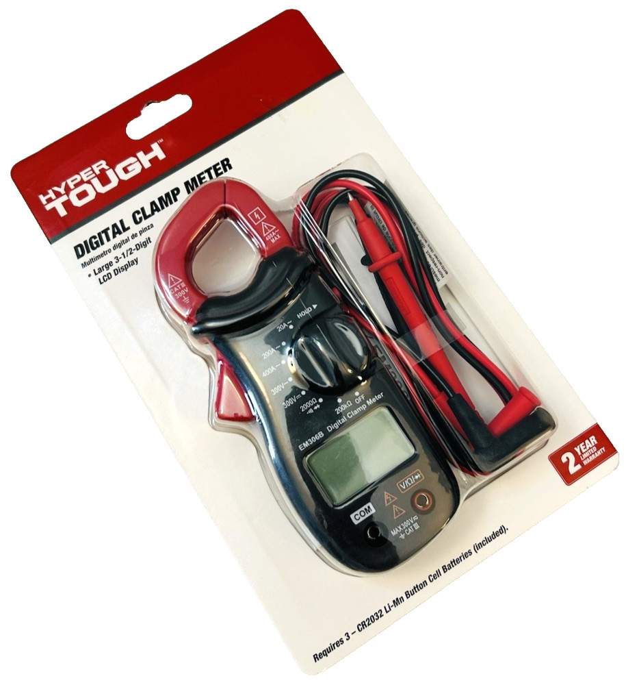 Hyper Tough Digital Clamp Meter Electrical Wire Current Tester with LCD Screen