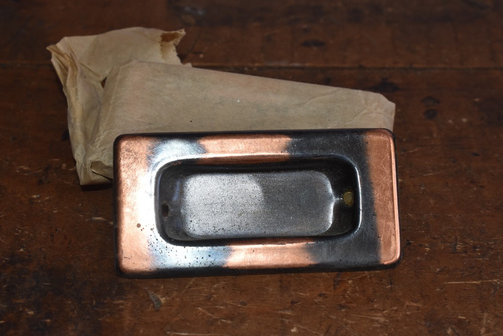 Vintage NOS Japanned Window Sash Pull Pocket Door Handle Hardware