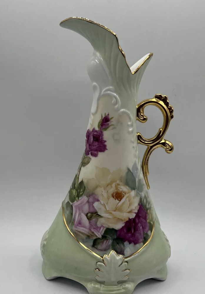 Hand painted Vintage LOOKING pitcher. Signed and dated on bottom