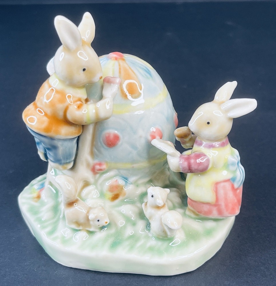 Bunnies Decorating Easter Egg Ceramic