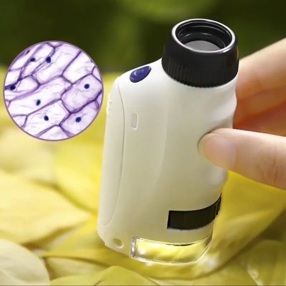 Handheld Microscope Kit Lab LED Light 60X-120X Home School Biological Science Ed