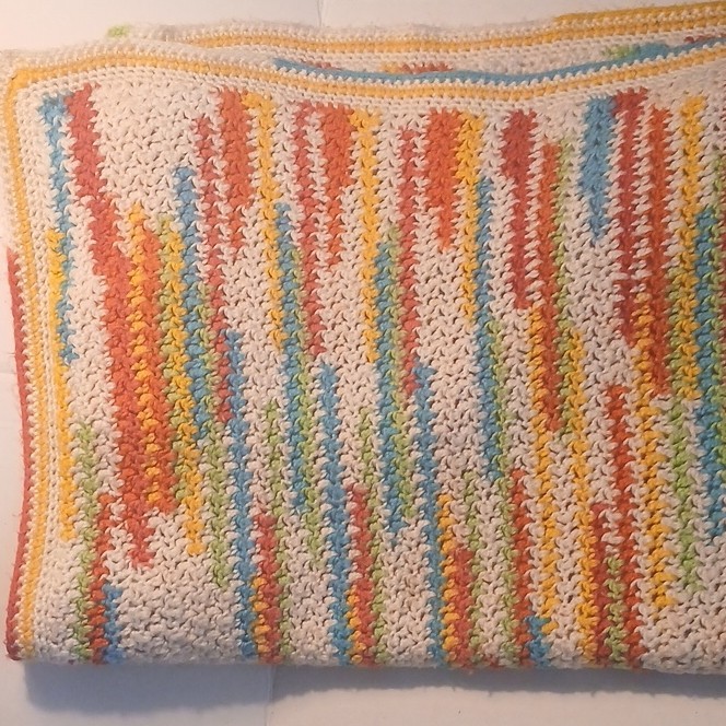 Handmade Large Multicolor Crochet Acrylic Striped Sofa Throw Blanket