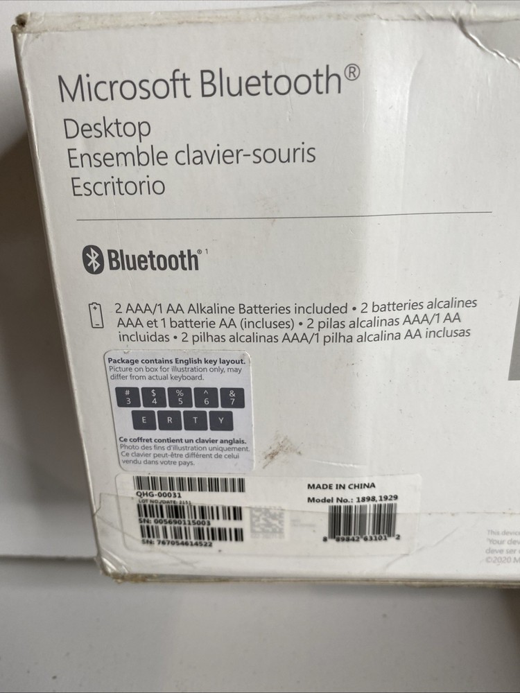 Microsoft Bluetooth Desktop Keyboard and Mouse -1898 & 1929