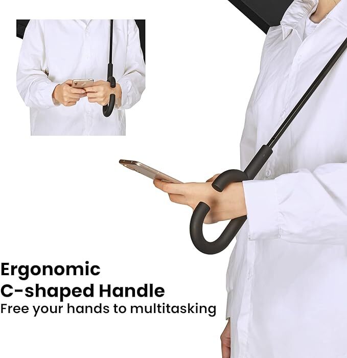 Large Inverted Reverse Umbrella with C-Shaped Handle, Windproof Double Layer Ups