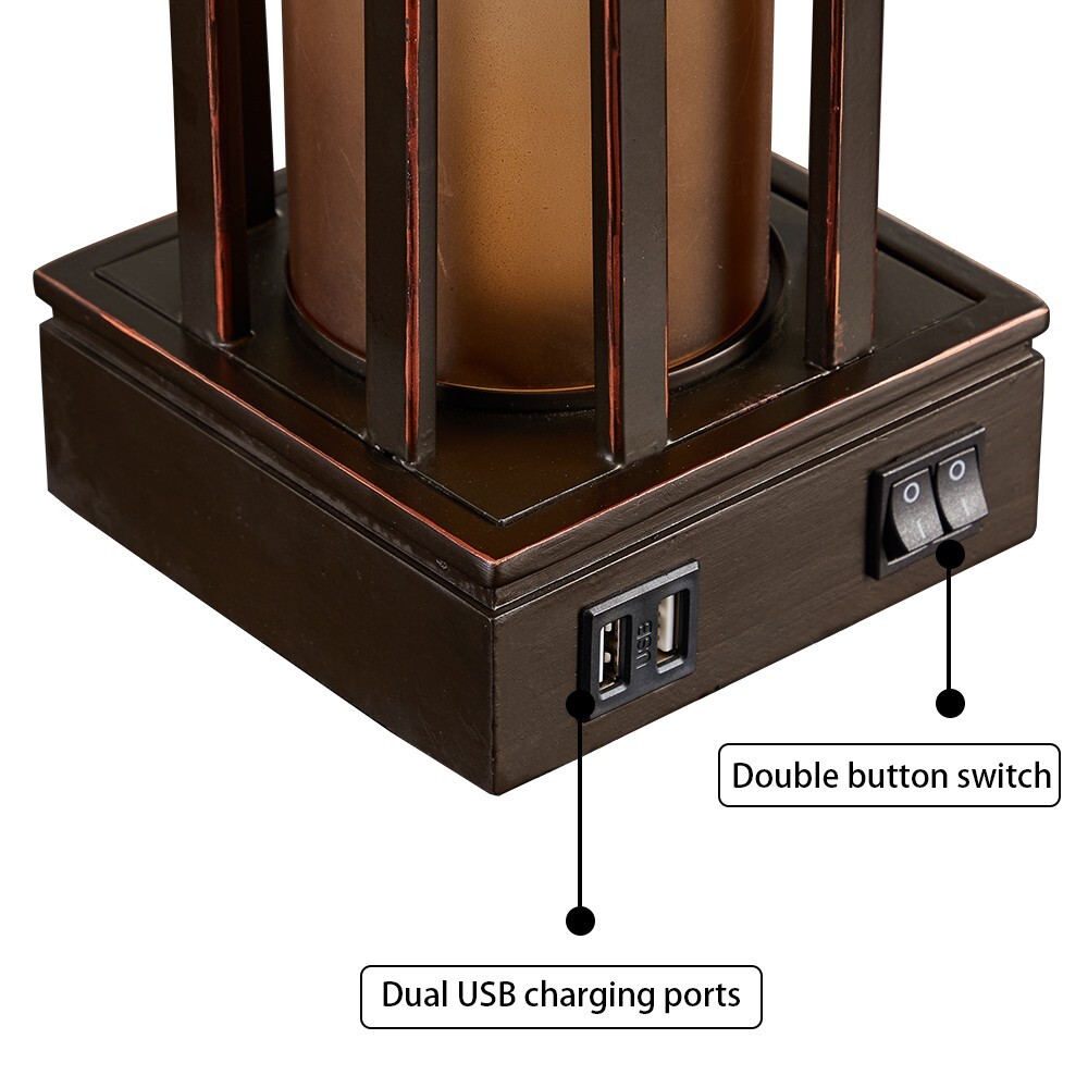 ✨ 2-Pack 25" Jacolbi Table Lamps | Dual USB + Night Light | Modern Design✨