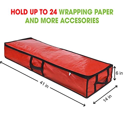 Wrapping Paper Storage Containers | Gift Wrap Organizer Under Bed Red