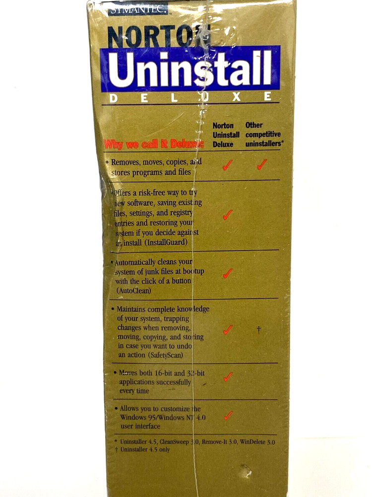 Norton Uninstall Deluxe by Symantec Windows NT or 95 Operating System - NEW