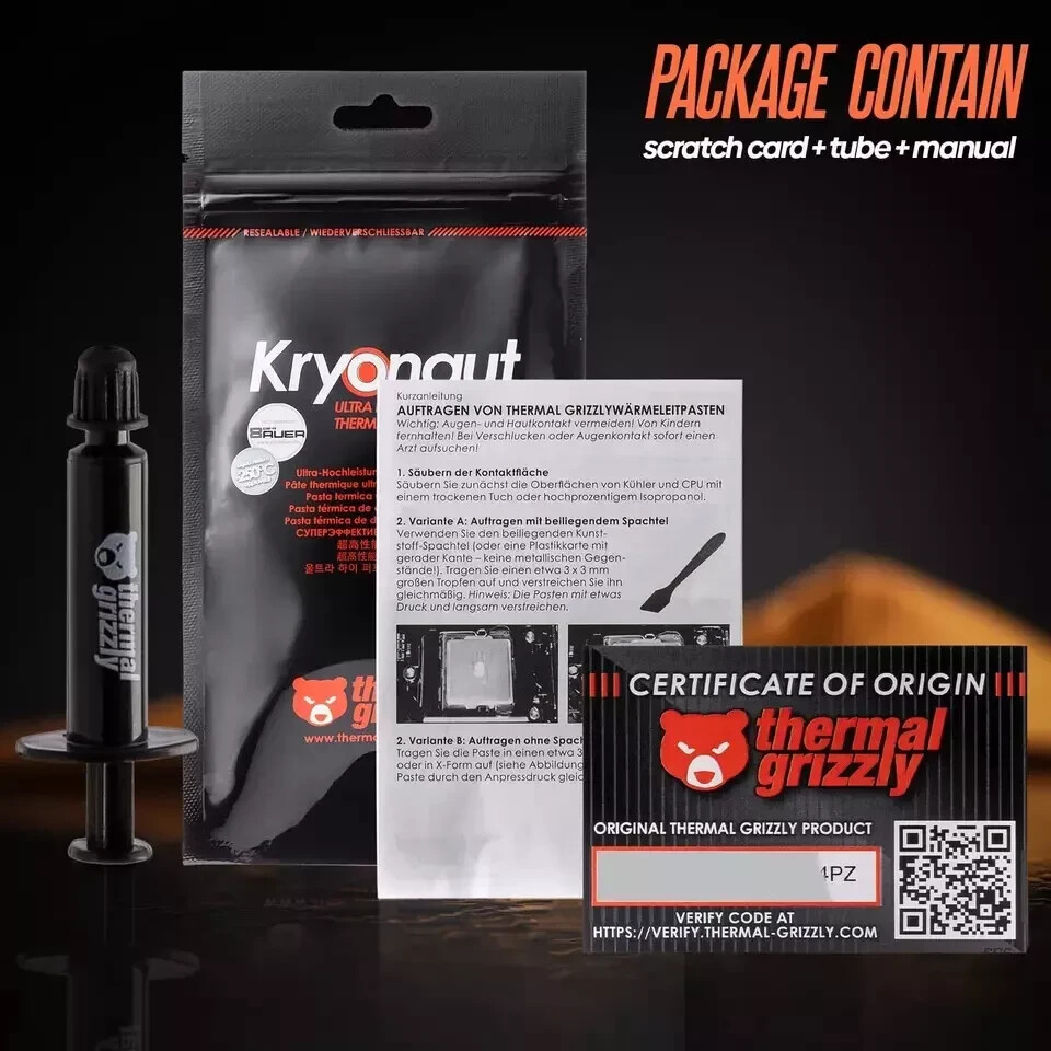 Thermal Grizzly Kryonaut theHigh Performance Thermal Paste Cooling All Processor
