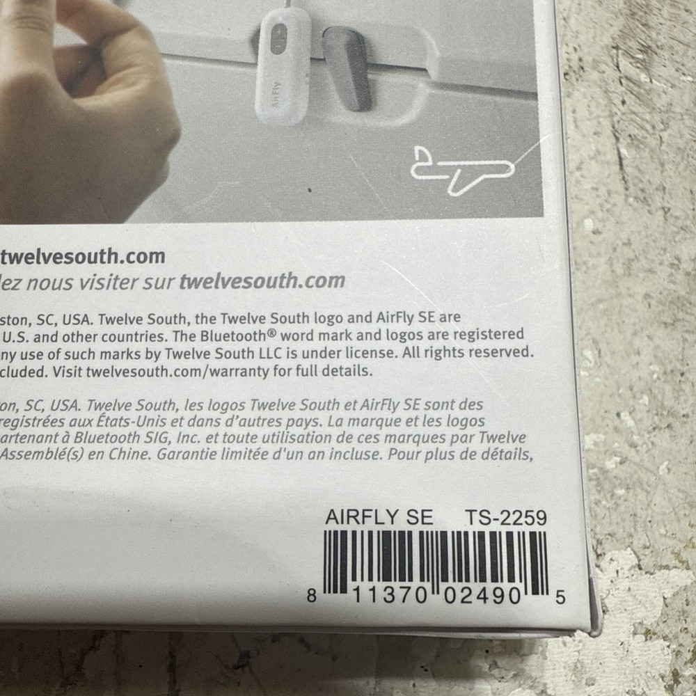 Twelve South AirFly SE Bluetooth Wireless Transmitter TS-2259 Open Box