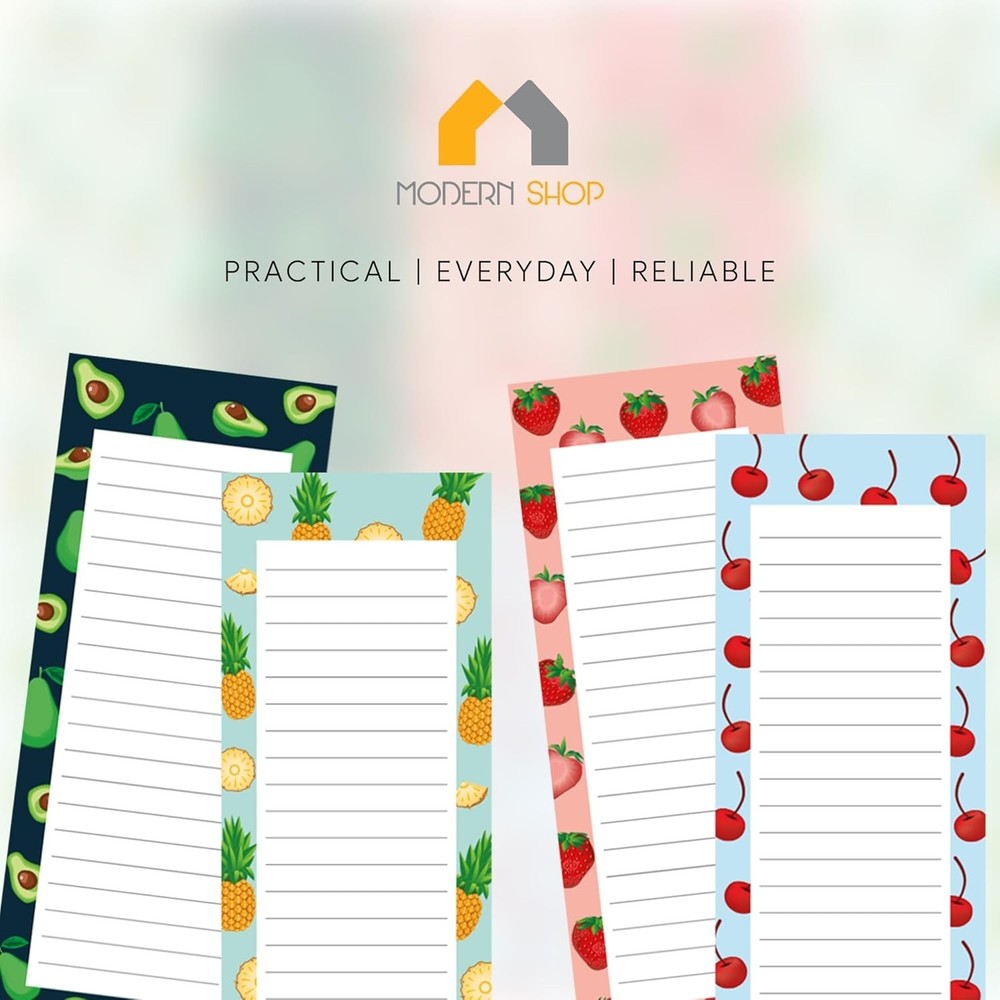 Stylish Magnetic Notepads - Durable 4-Pack with Fruit Theme for Easy Note Taking
