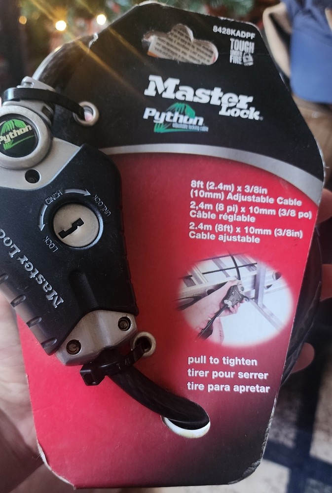 MasterLock 8428KADPF 8 Ft Python Vinyl Coated Steel Adjustable Locking Cable