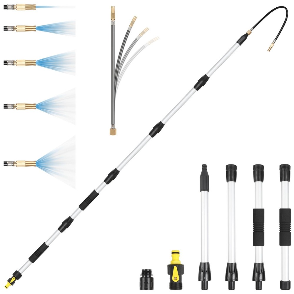 Gutter Cleaning Tools From The Ground, 7FT Gutter Cleaner with Adjustable Mul...