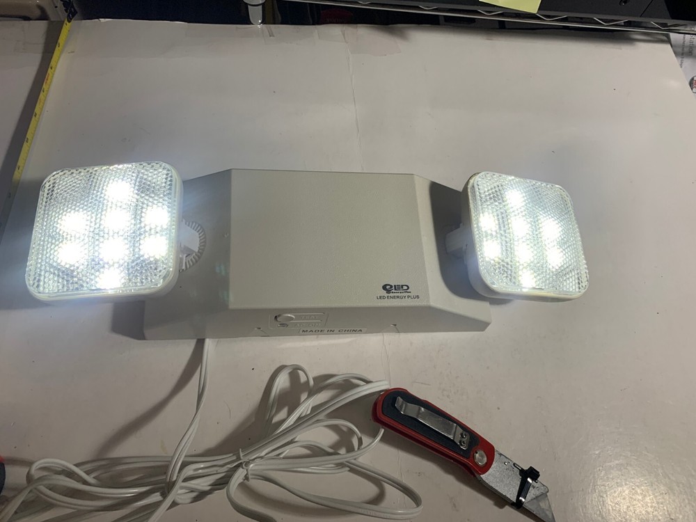 LED Emergency Exit Light Battery Backup & Adjustable Two Heads, UL 924-Listed