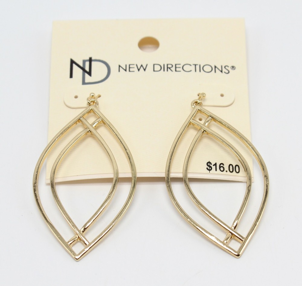 New Direction Almond Shape Gold Drop Earrings #E1329