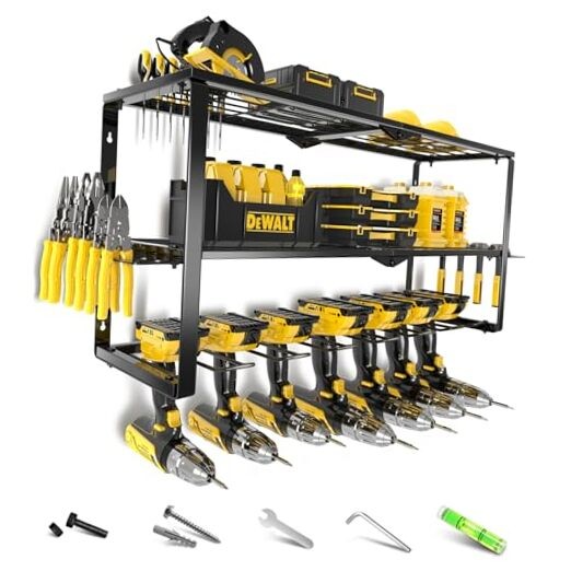 Large Power Tool Organizer Wall Mount,3 Layer Heavy Duty Tool Storage Rack
