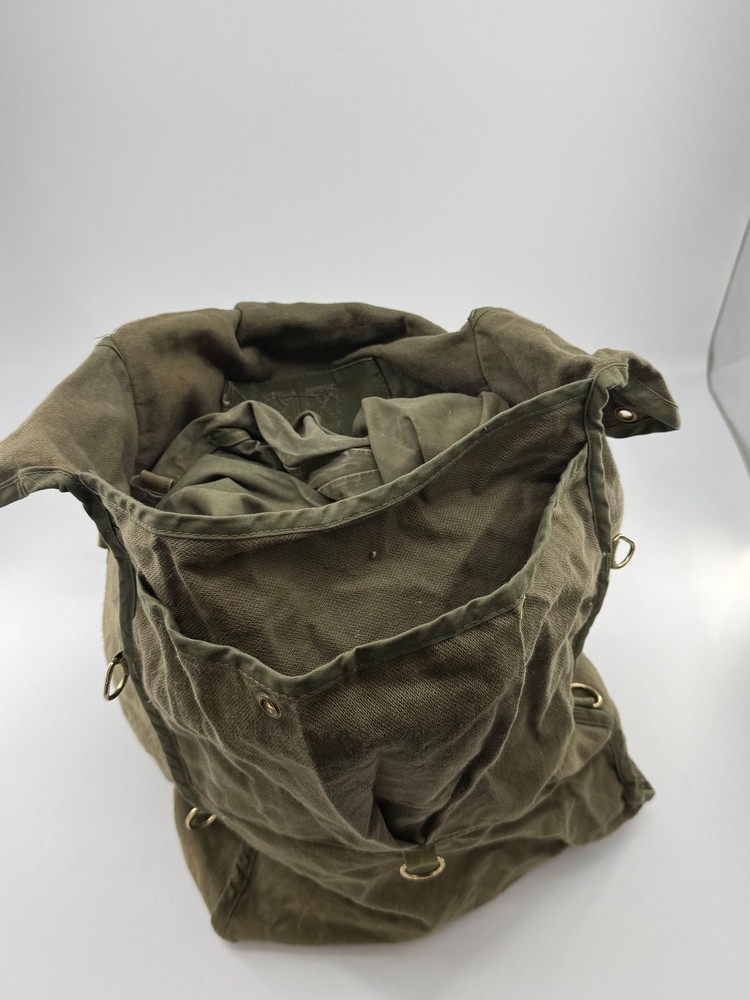 Vintage canvas army green backpack