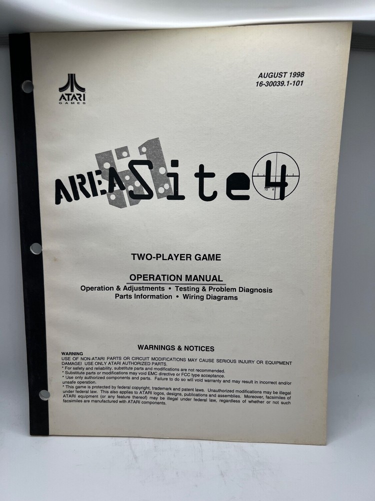 ATARI: Arcade game Manuals Collection from distributors library YOUR CHOICE