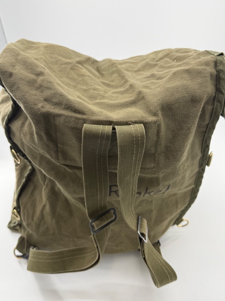 Vintage canvas army green backpack