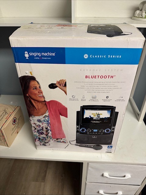 Singing Machine ISM990BT Bluetooth Karaoke System CD+G Player USB Mic Bundle