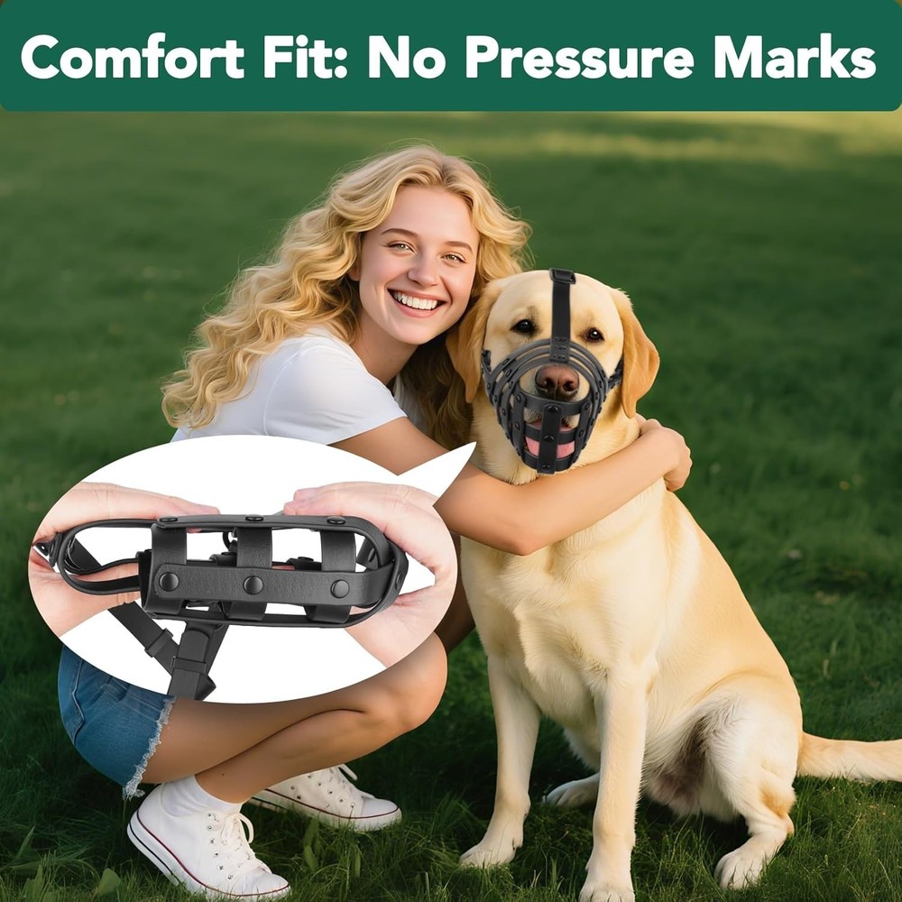 Mayerzon Dog Muzzle for Medium Large Dogs,Humane Basket Muzzle, Soft (OpenBox)