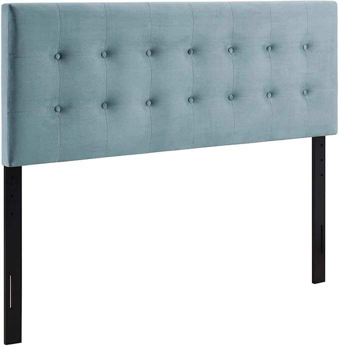 Modway Emily Queen Biscuit Tufted Performance Velvet Headboard in Light Blue