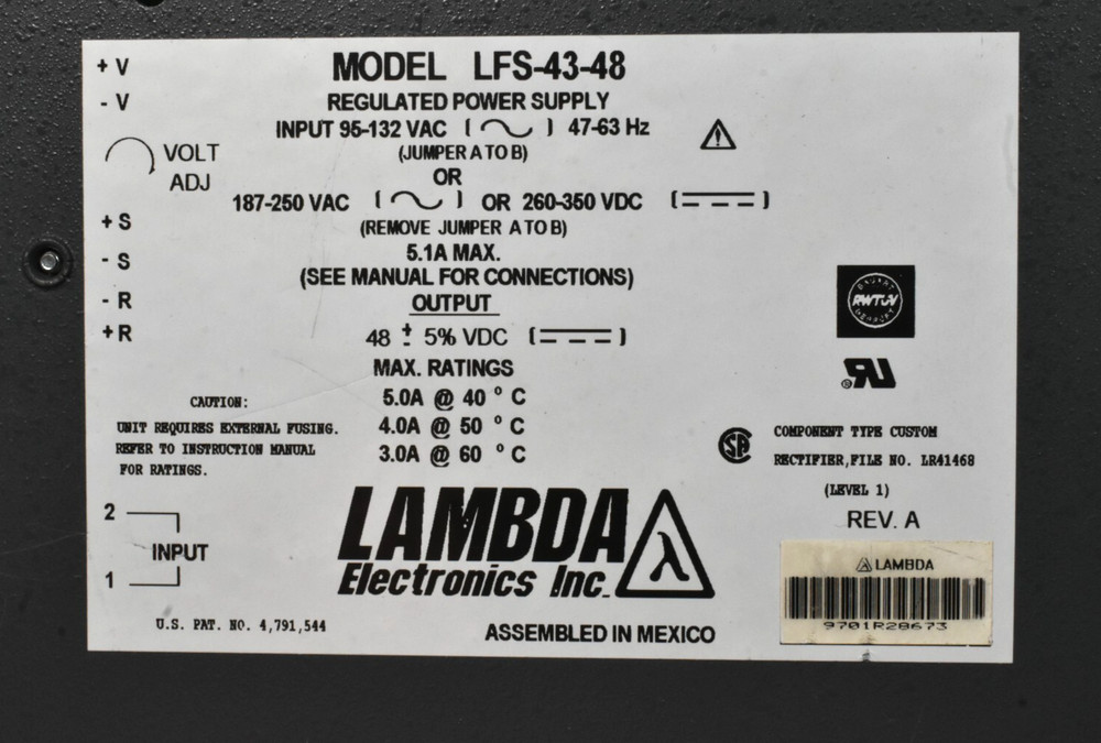 Lambda Electronics LFS-43-48 Regulated Power Supply