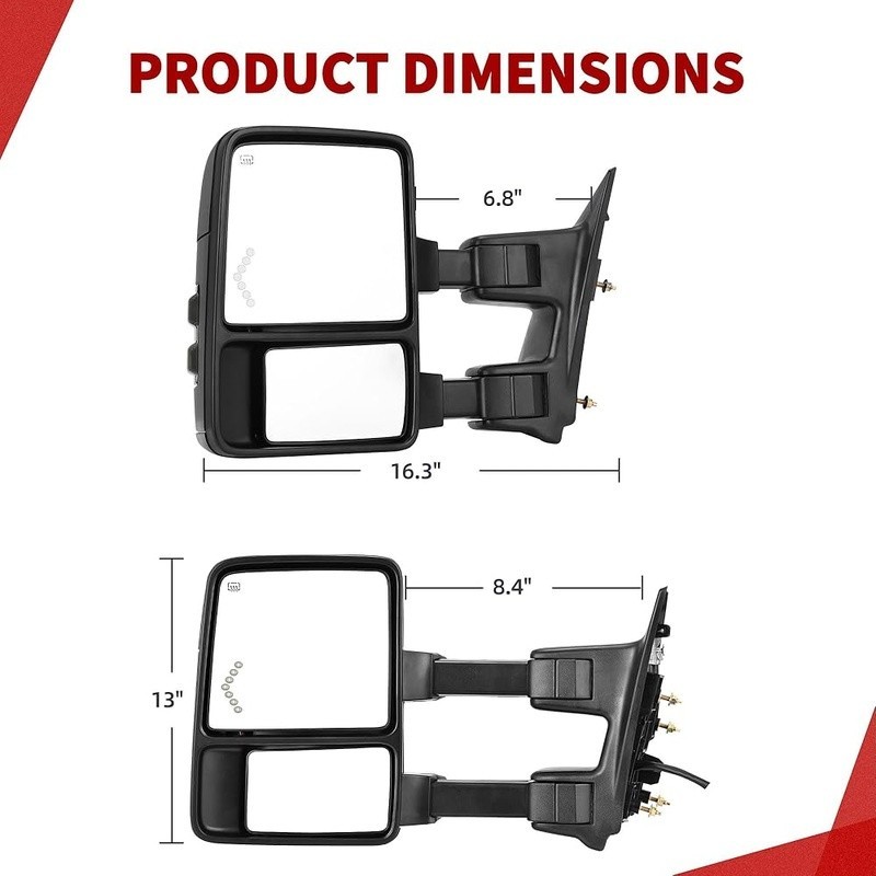 Left Driver Side Power Tow Mirror Heated Telescoping Folding Super Duty New