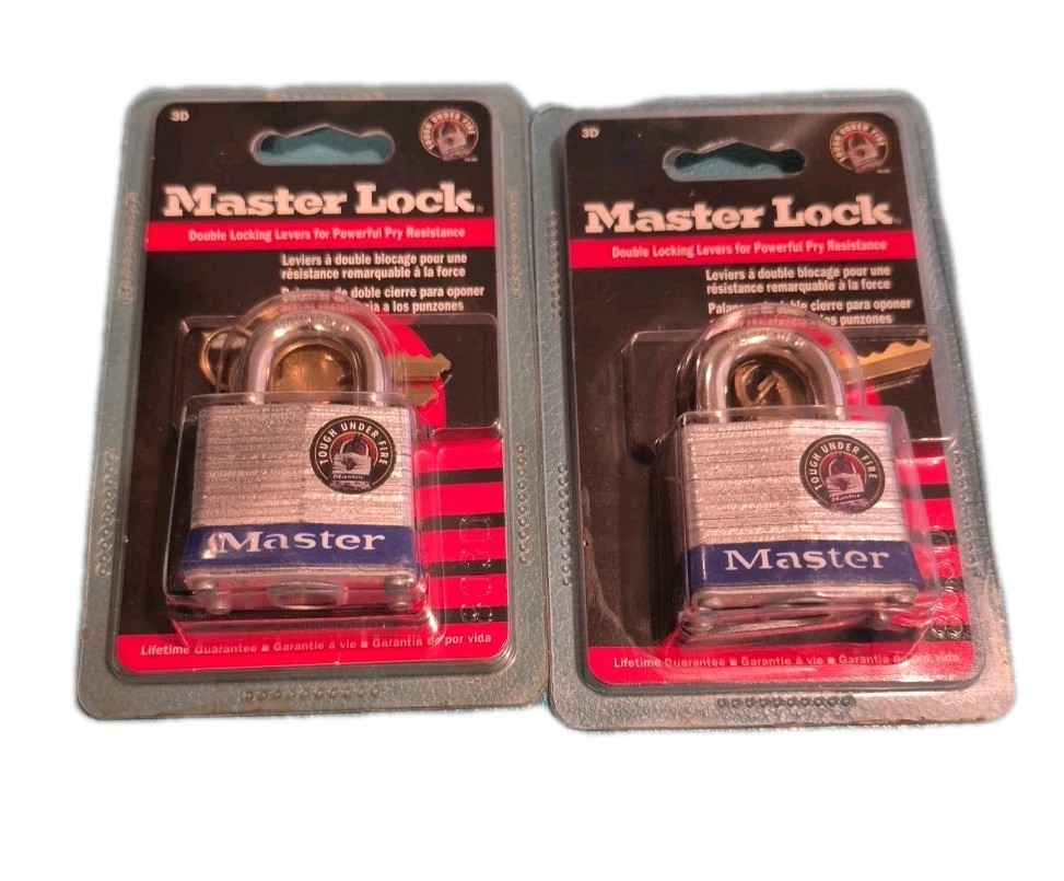 2 Master Lock Padlocks 3D Two   Steel Strength Lock SEALED NEW Different  Keys