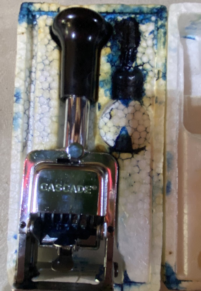 Cascade VINTAGE NUMBERING MACHINE, 6 WHEELS,STYLE E, WITH BOX