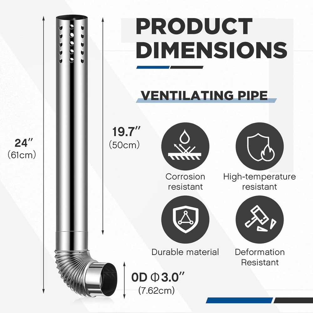 Stainless Steel Direct Vent Pipe Kit for Tankless Water Heater of 3" Od Elbow an
