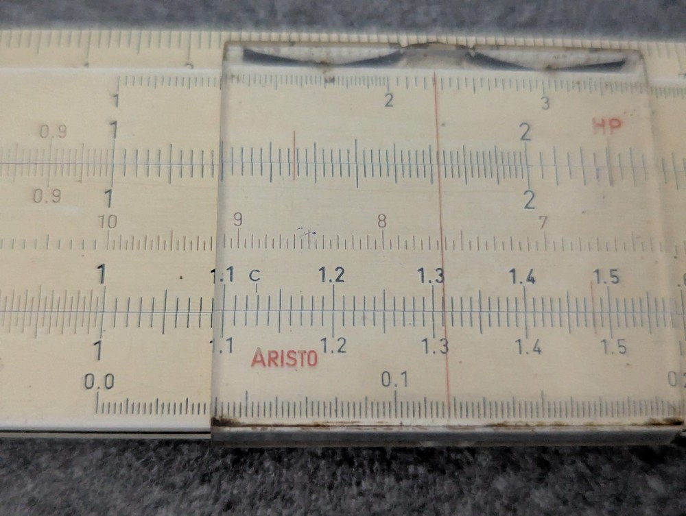 Vintage Aristo No.99 Slide Ruler with Worn Case Drafting Tool