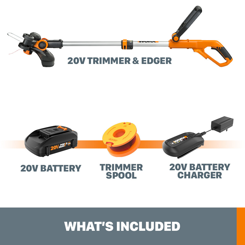 WORX WG162 20V PowerShare 12" Cordless String Trimmer & Edger