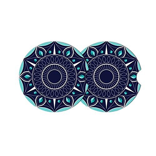 Car Coasters 2 Pack, Ceramic Blue Cupholder for Drinks Absorbent Stone Navy