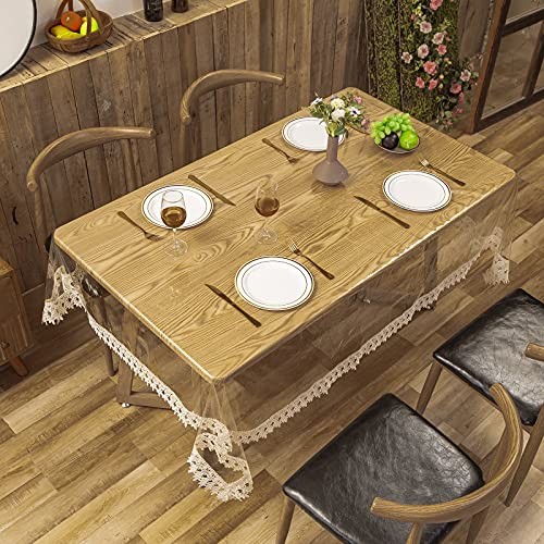 Clear Plastic Table Cover Protector 104" x 60" (Rectangular) Light Beige