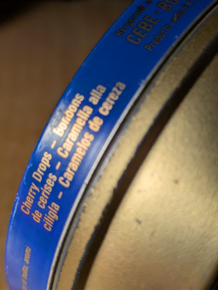 Kirsch Bonbons Tin Can - German - Empty - 1998