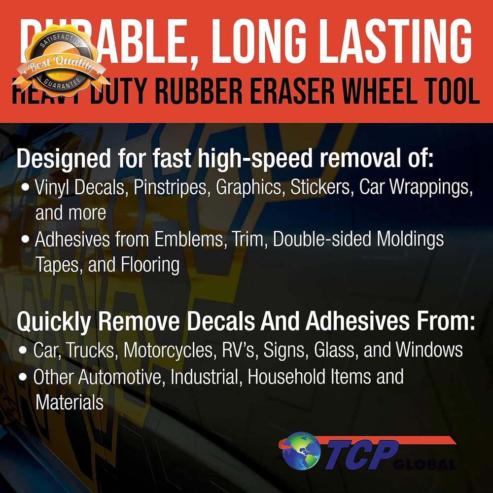 4” Rubber Eraser Wheel Drill Adapter Sticker Adhesive Remover Tool